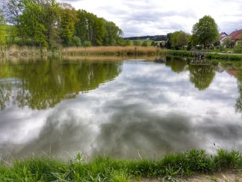 Scenic view of lake against sky