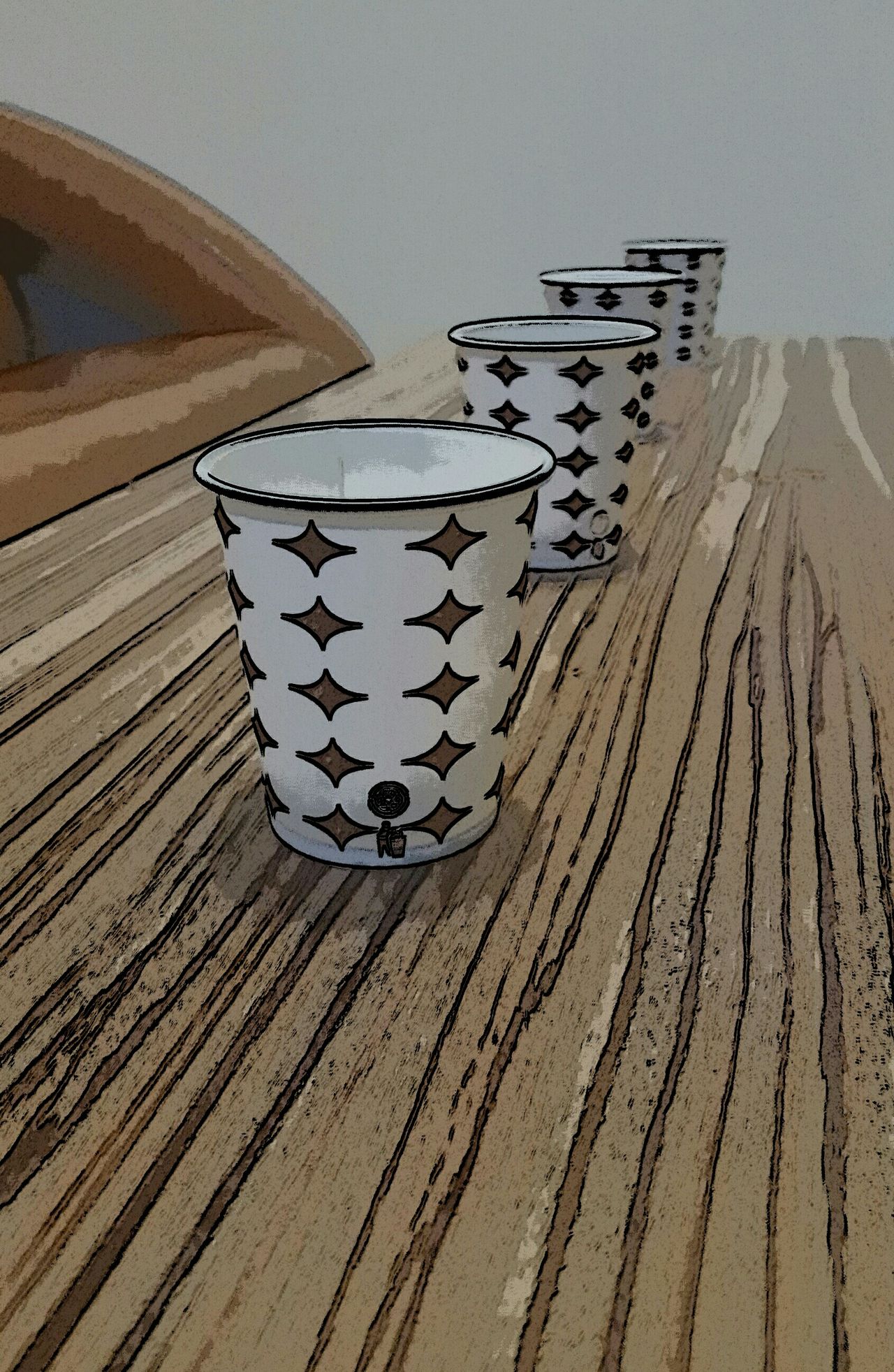 Cups on table