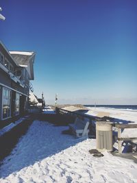 Scenic view of sea against clear sky during winter