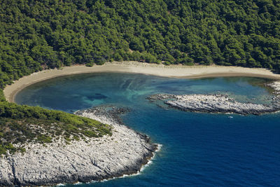 Bay with the sandy beach on mljet island, croatia