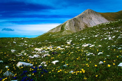 Scenic view of mountains against sky