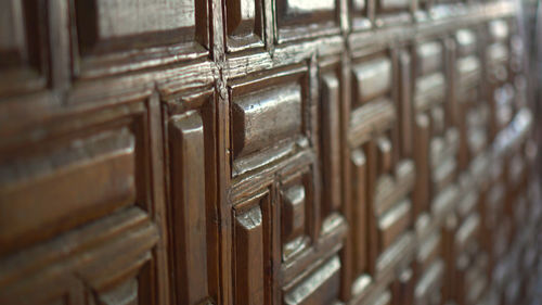 Full frame shot of wood door in building