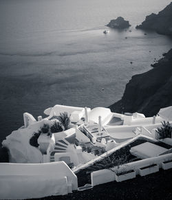 High angle view of swans on beach