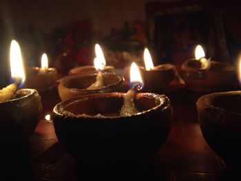 Close-up of lit candles