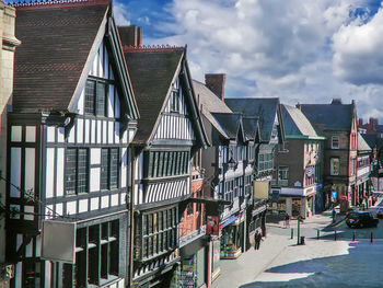 Street with historical houses in chester, england