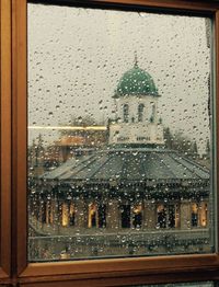 View of cityscape through window