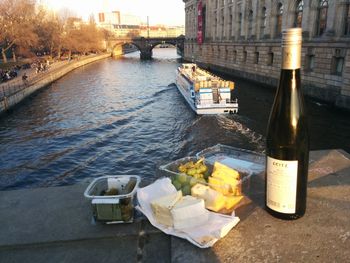 View of river with buildings in background