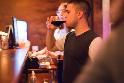 People drinking in bar