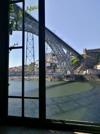 View of city through window