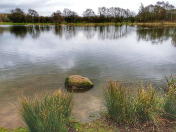 Scenic view of lake against sky