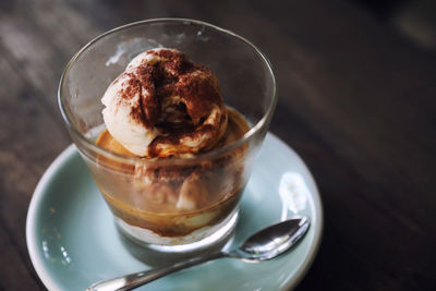 Close-up of ice cream in glass