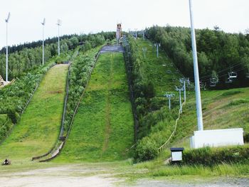 Scenic view of green landscape against sky