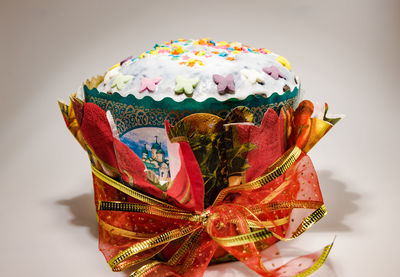 Close-up of multi colored decoration on table