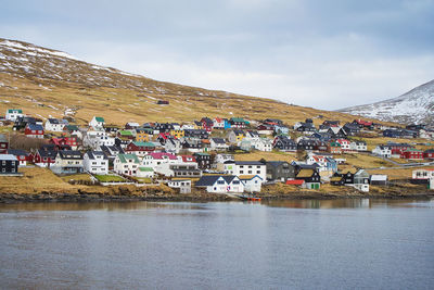 Scenic view of village against sky