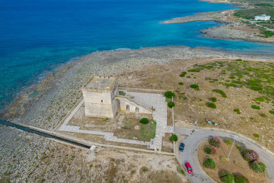 High angle view of beach