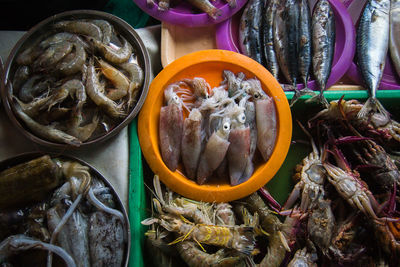 Close-up of fresh seafood in plate