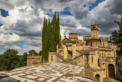 Exterior of temple against sky in city