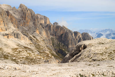 Scenic view of rocky mountains against sky