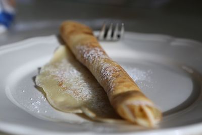 Close-up of crepe on plate