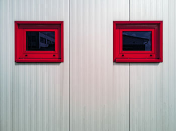 Close-up of red light on wall