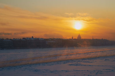 Scenic view of sea during sunset