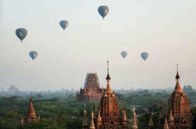 Hot air balloons against sky