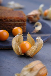 Close-up of food on table