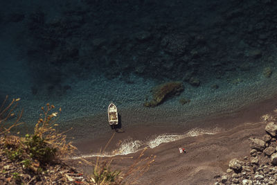 High angle view of rocks on beach