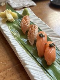 Close-up of sushi on table