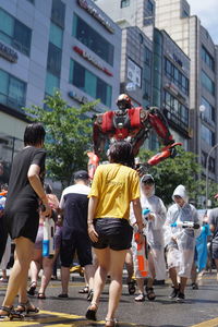 People on street in city