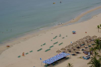 High angle view of people on beach