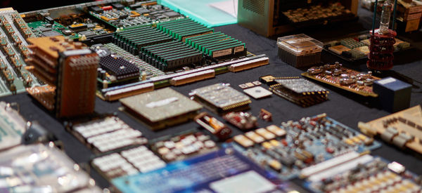 High angle view of market for sale
