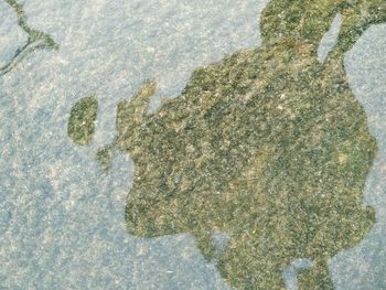 High angle view of snow on water