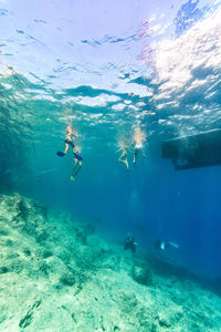 People swimming in sea