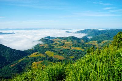 Scenic view of mountains against sky