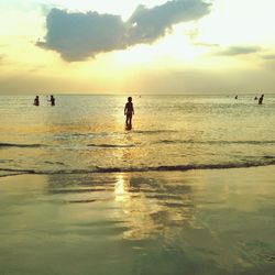 Scenic view of sea at sunset