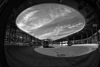 Black and white view of chester bus interchange, chester, england.