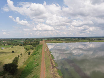 Scenic view of land against sky