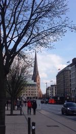City street along buildings