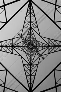 Low angle view of electricity pylon against sky