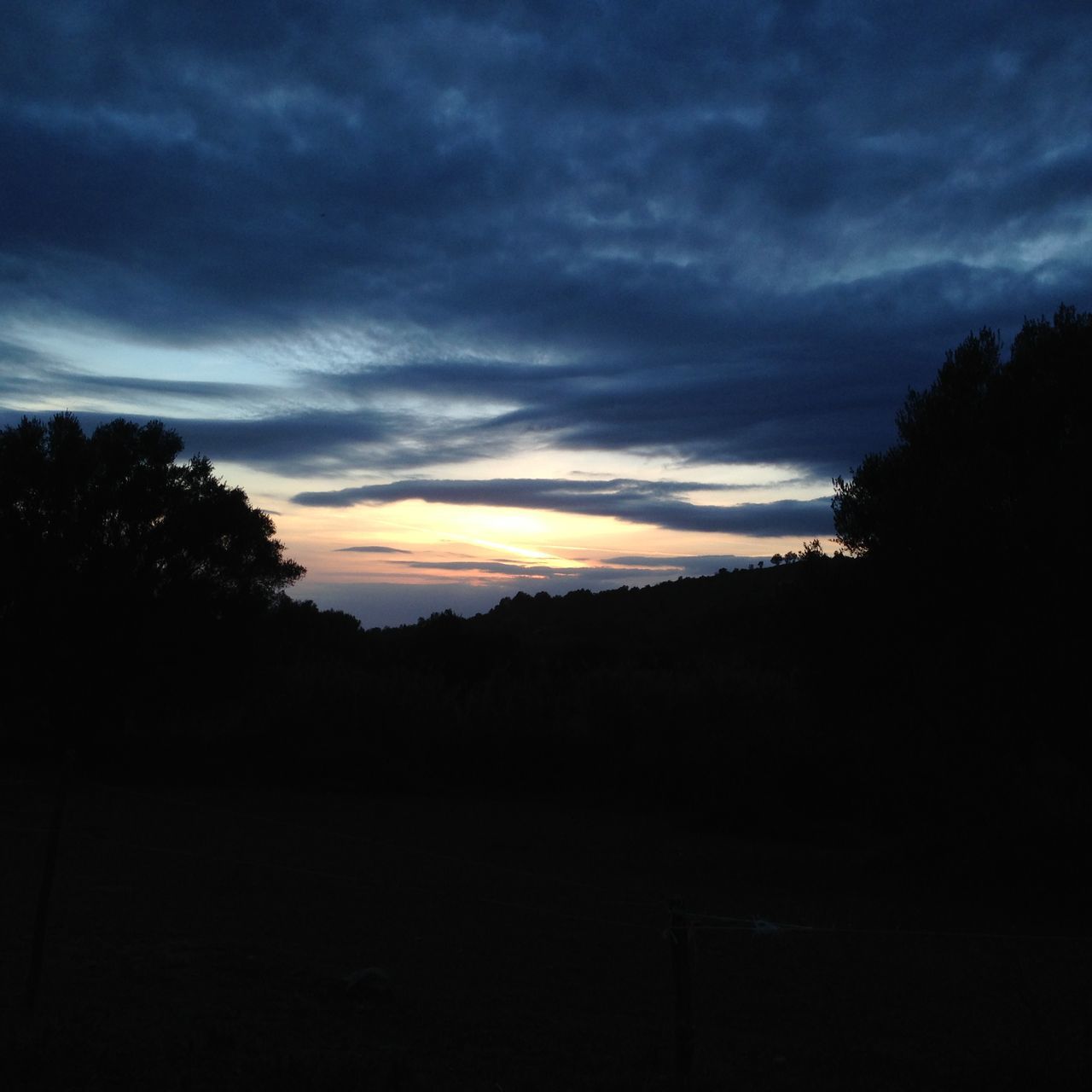 silhouette, sunset, sky, tree, tranquil scene, tranquility, scenics, beauty in nature, cloud - sky, landscape, nature, dark, cloud, cloudy, idyllic, dramatic sky, dusk, non-urban scene, orange color, outdoors