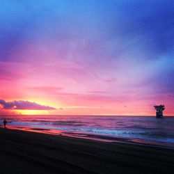 Scenic view of sea at sunset