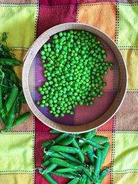 High angle view of vegetables in bowl