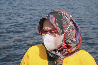 A woman who uses a mask to maintain health during the covid19 pandemic