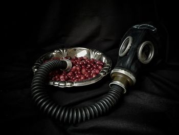 High angle view of fruits in bowl on table