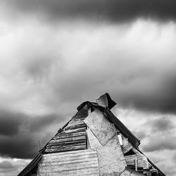 Low angle view of old building against sky