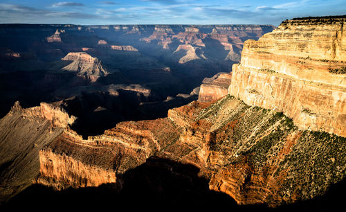 High angle view of rock formations in grand canyon