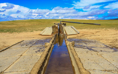 Scenic view of land against sky