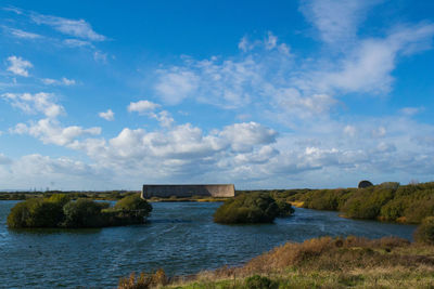 Scenic view of sea against cloudy sky