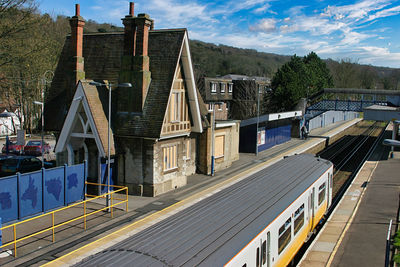 High angle view of bridge against sky